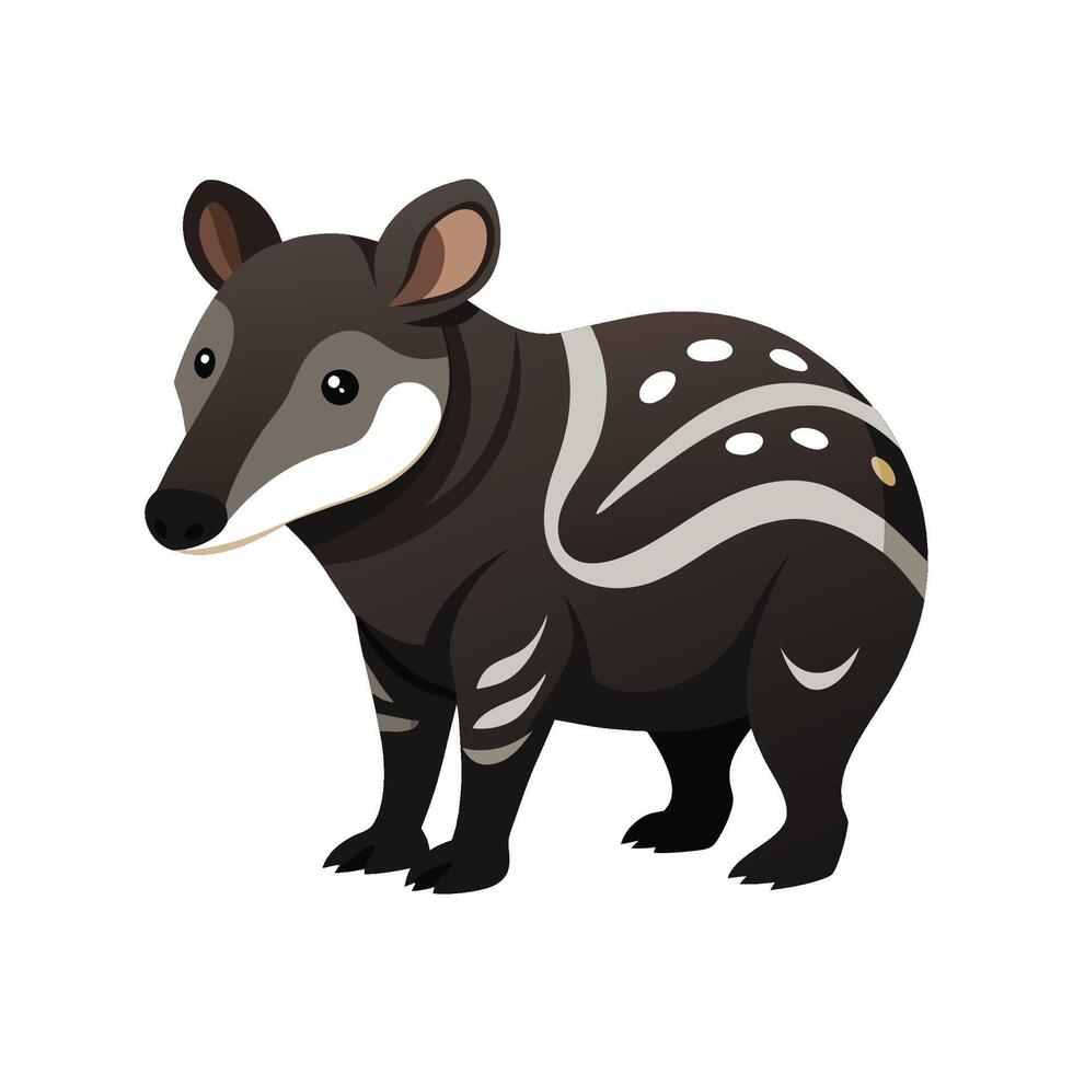 Stylized Tapir Animal Illustration in Outline. vector