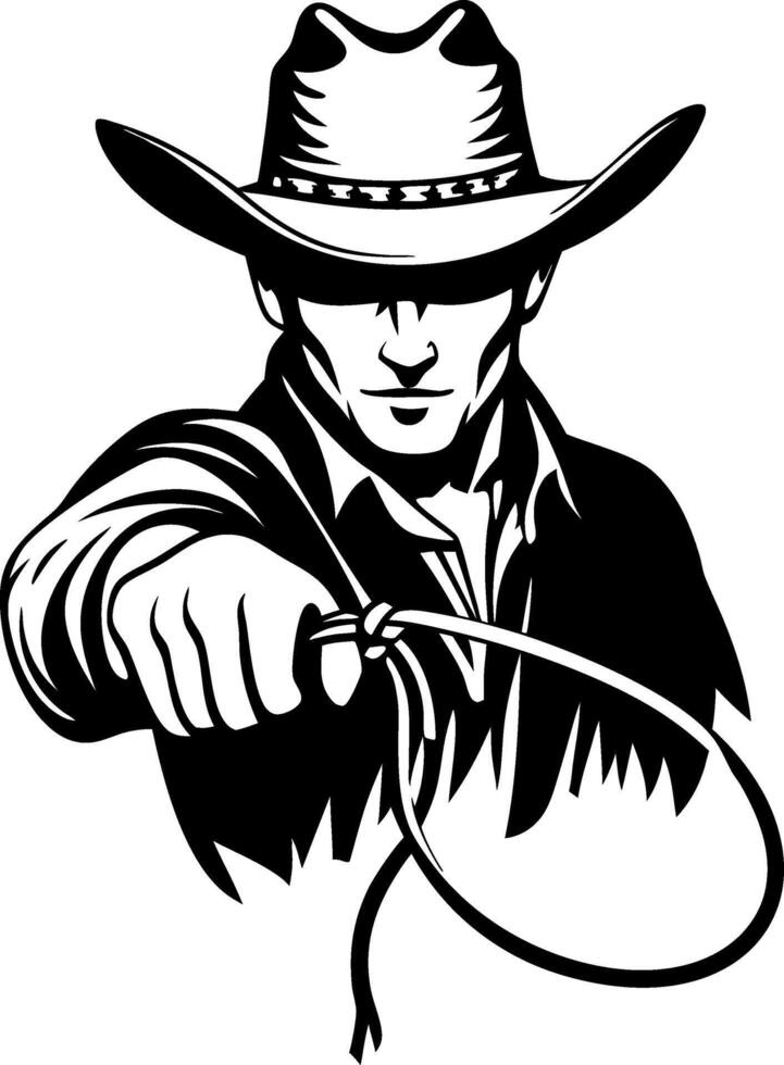 Cowboy Roper Illustration with Lasso Ready for Adventure Perfect for Apparel or Tattoo Designs vector