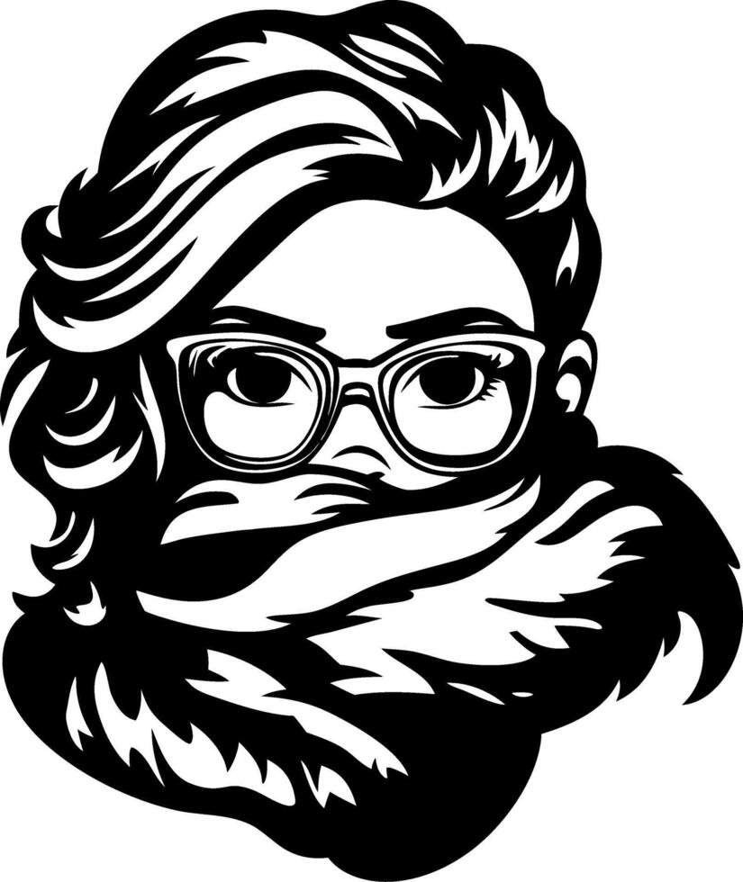 Stylish Woman with Glasses and Scarf in Art for Fashion and Tattoo Design vector