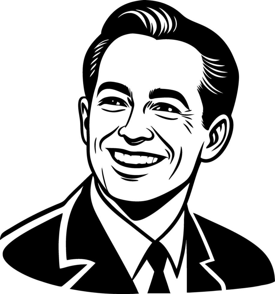 Vintage Smiling Man Portrait Art Ideal for T-Shirt Designs and Retro Themes vector