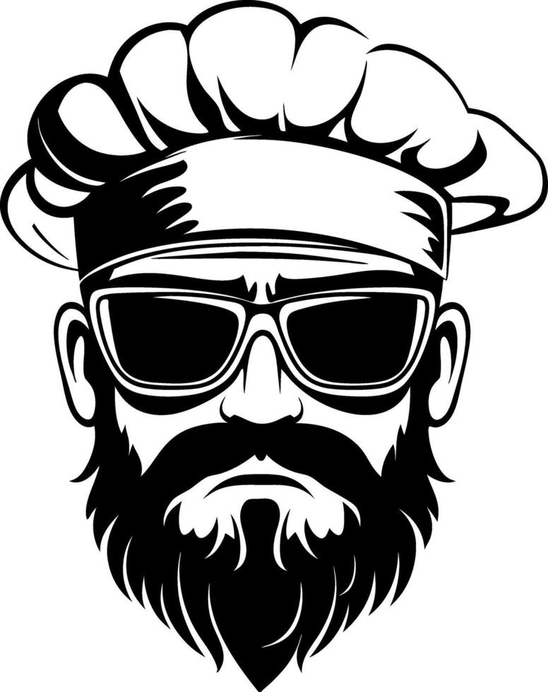 Cool Chef with Sunglasses and Beard Vintage Style Graphic for Tattoo or Apparel Design vector