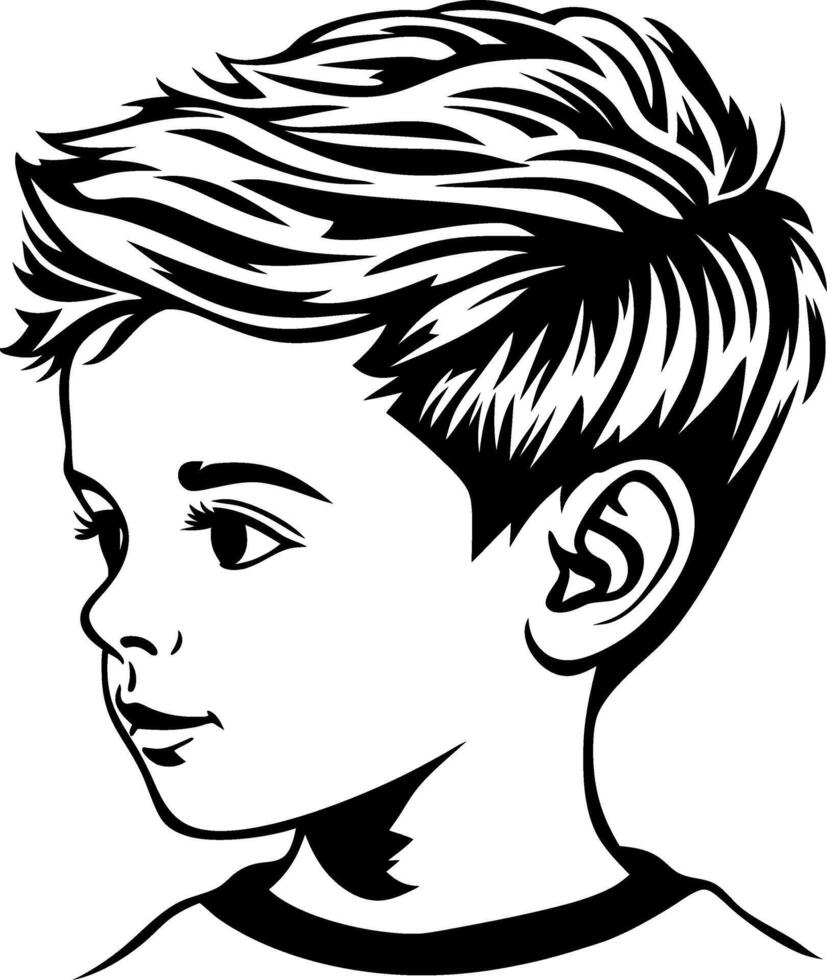 Stylized Profile Illustration of a Young Boy with Short Hair for Creative Projects vector