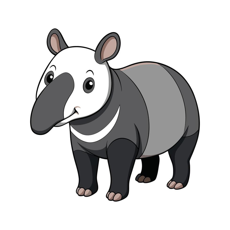 Stylized Tapir Animal Illustration in Outline vector