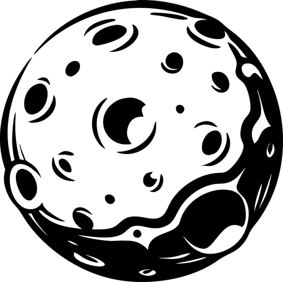 Detailed Black Moon Illustration Featuring Craters and Surface Textures for Tattoo Design and Artwork vector
