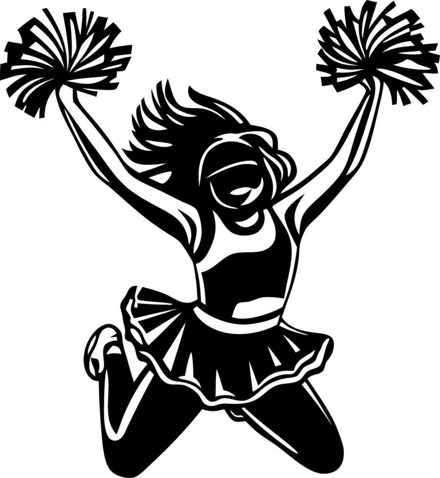 Energetic Cheerleader Jumping with Pom Poms Dynamic Sports Illustration for School Events vector