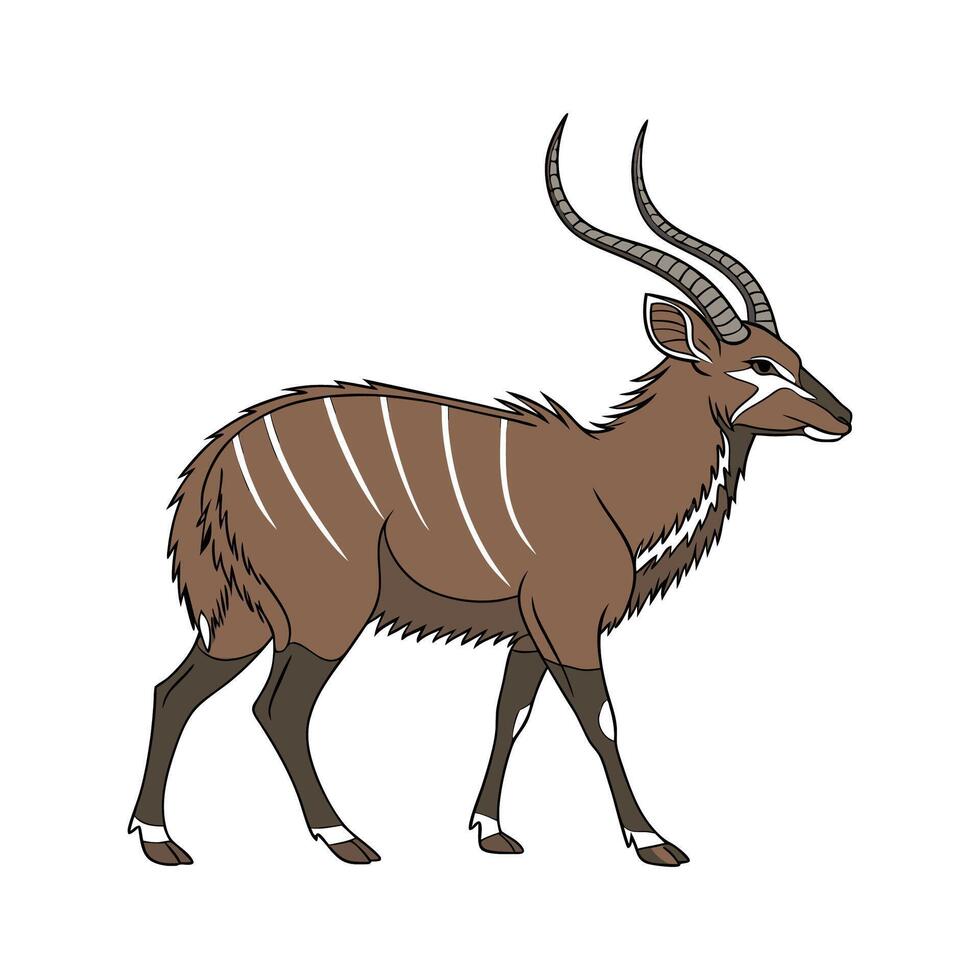 Stylized Sitatunga on White Background Design vector