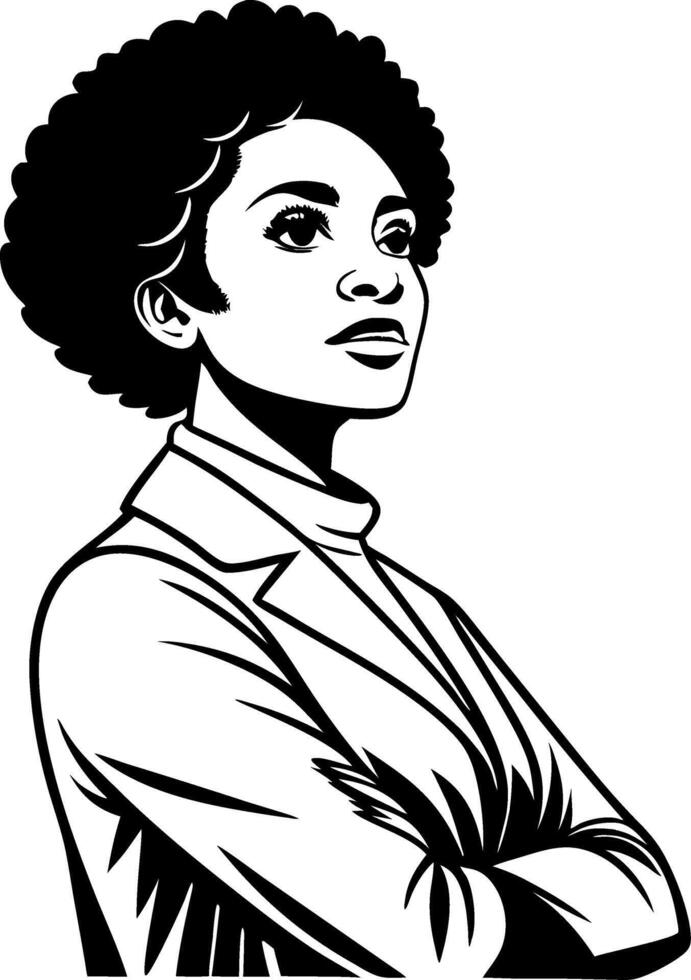 Confident Woman Portrait with Afro Hairstyle for Empowerment Art and Design Projects vector