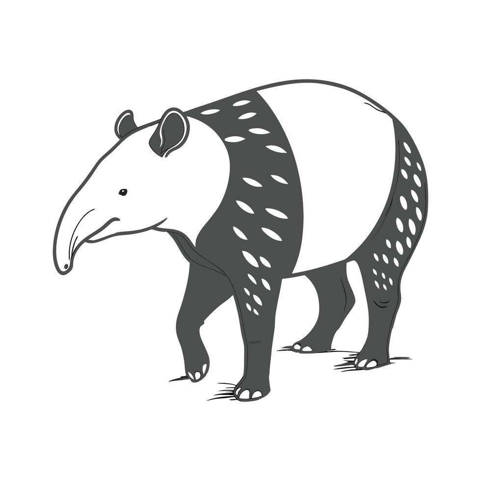 Tapir Animal Art on White Background Design vector