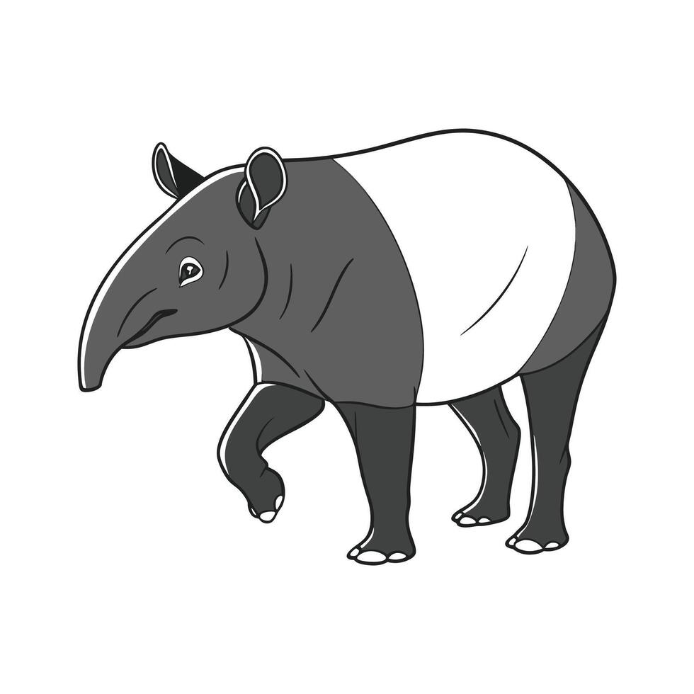 Tapir Artistic Design on White Background vector