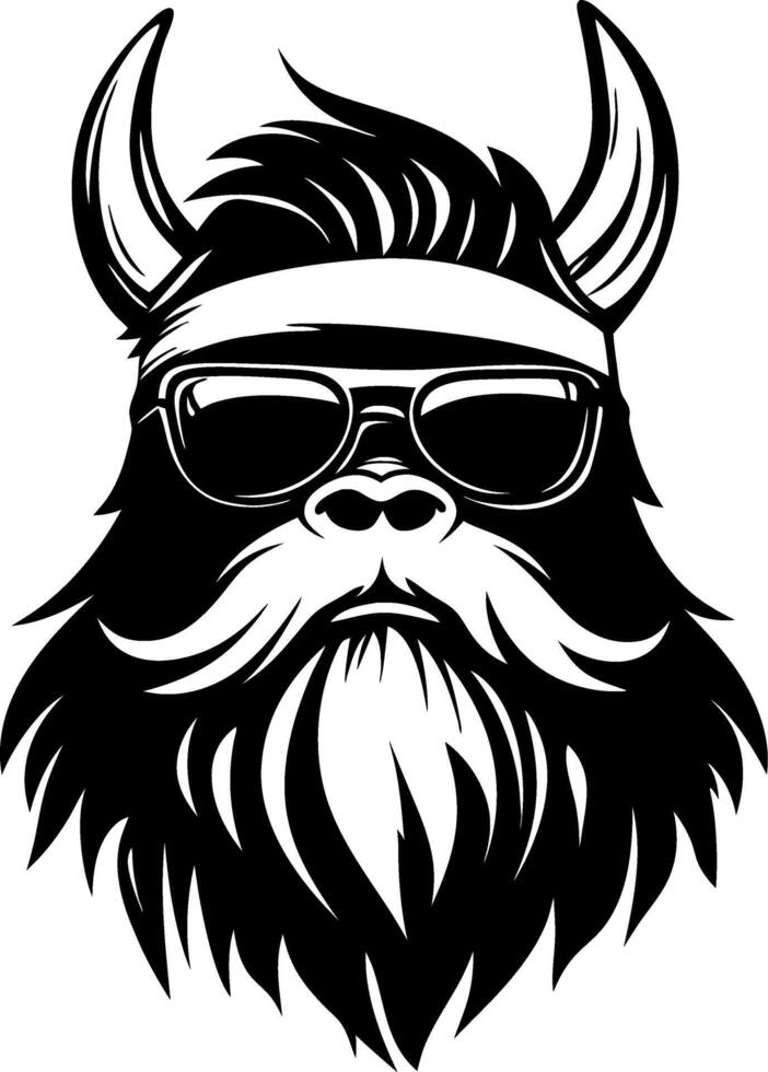 Stylish Viking Beast with Sunglasses and Beard Design for Tattoo and Apparel vector