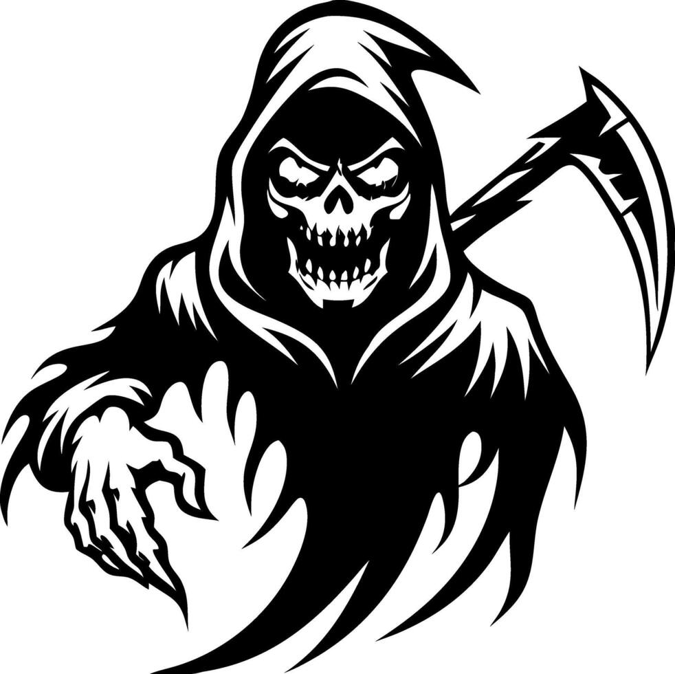 Menacing Grim Reaper with Scythe Design for Halloween Decorations and Tattoo Art vector