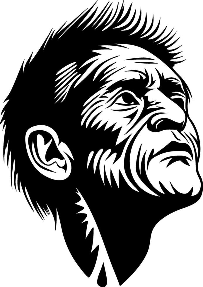 Heroic Portrait of an Elderly Man Gazing Upwards High Contrast Art Ideal for Design Projects vector