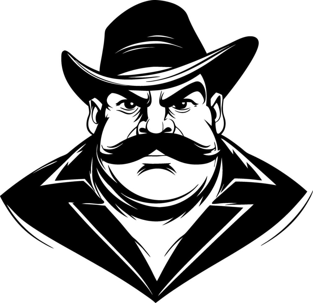 Bold Cowboy Character With Strong Expression for Logo Designs and Merchandise vector