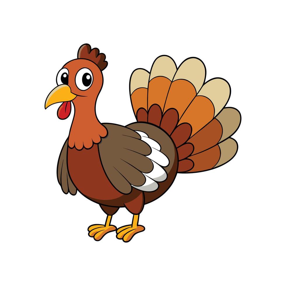 Stylized Turkey with Outline Realistic Design vector