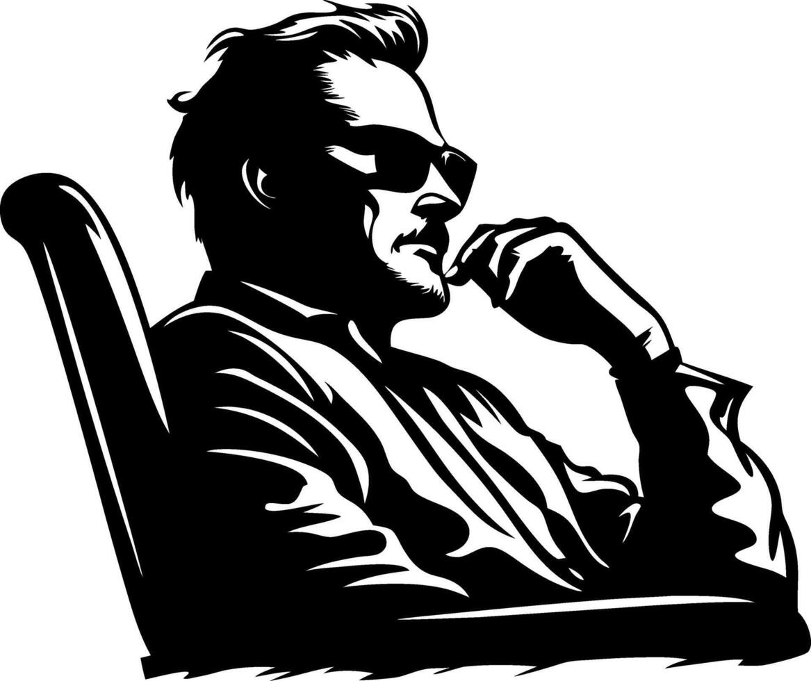 Thoughtful Man in Sunglasses Profile Silhouette for Creative Design Tattoo and Art Projects vector
