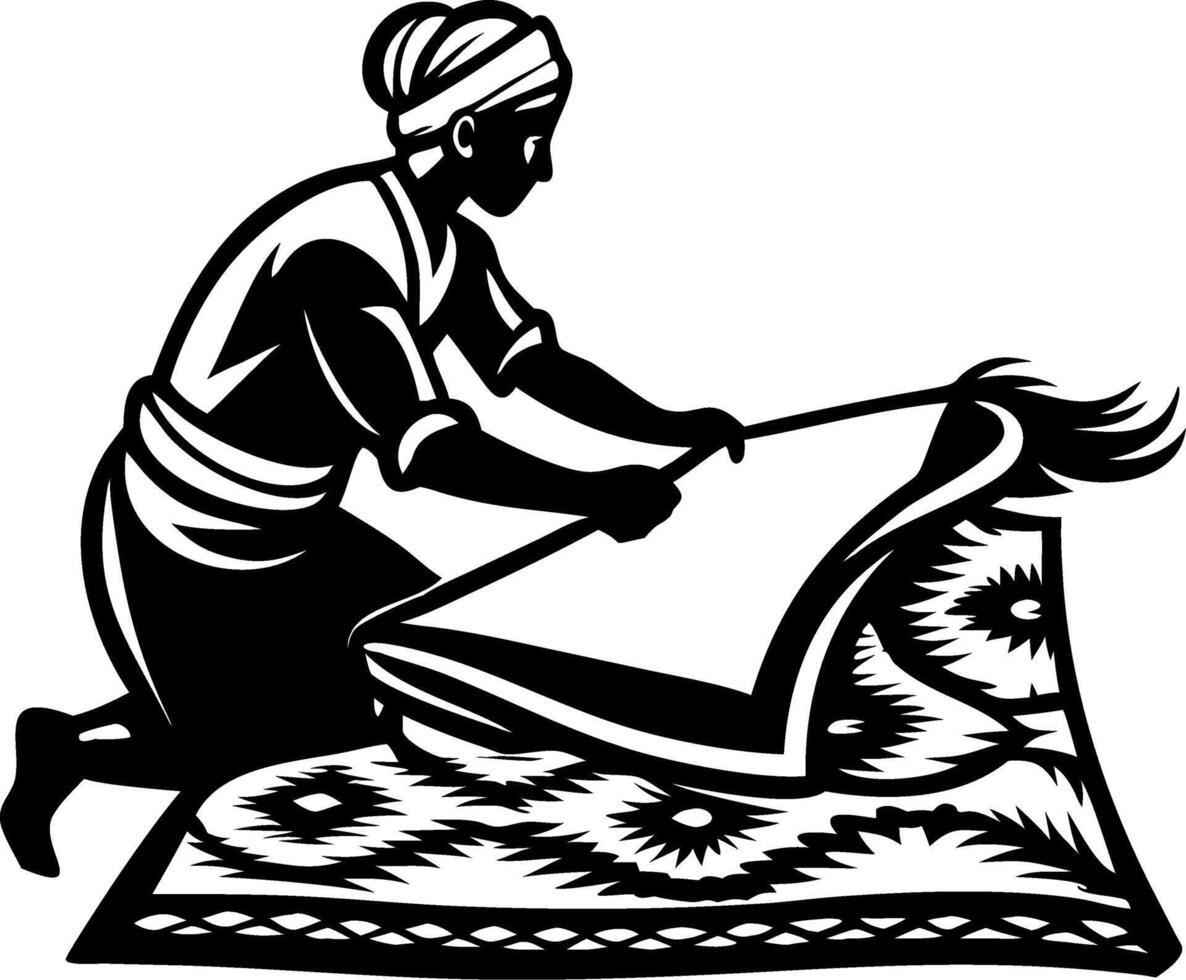 Artisan Weaving Traditional Carpet Design Craftsmanship Illustration vector