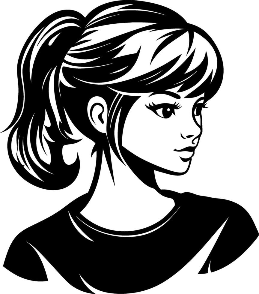 Stylish Young Woman Profile Illustration for Graphic Design and Tattoo Inspiration vector
