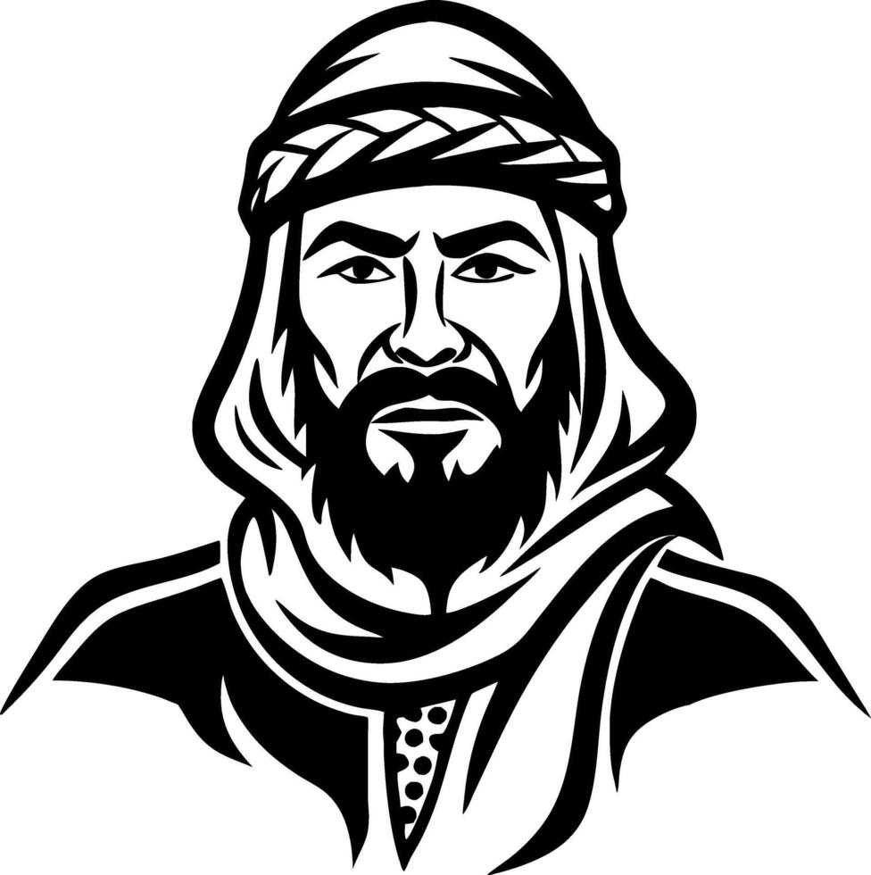 Intricate Warrior Portrait in Dark Silhouette Style for Tattoo Design and Illustrations vector