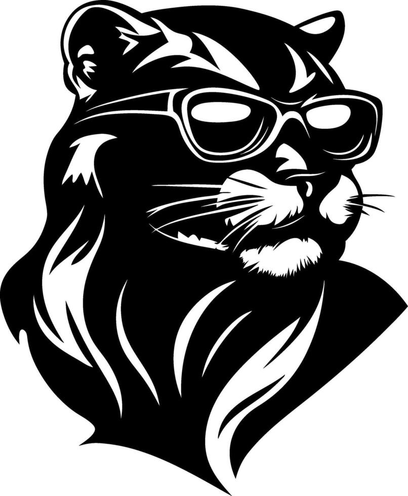 Stylish Panther Illustration with Sunglasses Ideal for Tattoo Design and Modern Artwork vector
