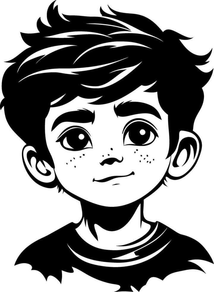 Cute Boy Character Illustration with Freckles and Expressive Eyes for Creative Projects vector