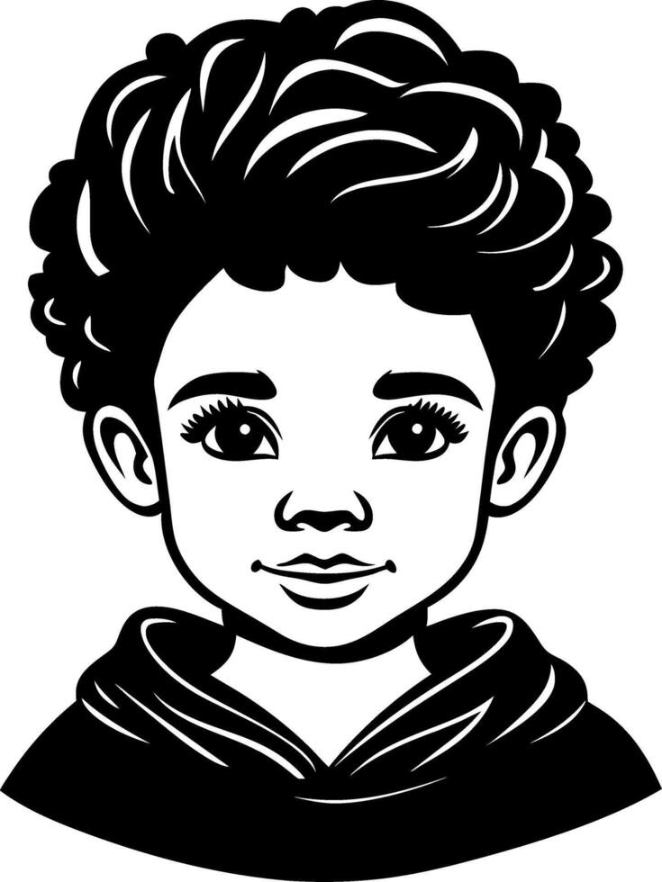 Cute Young Boy with Curly Hair in Hoodie Illustration for Childrens Art Projects vector