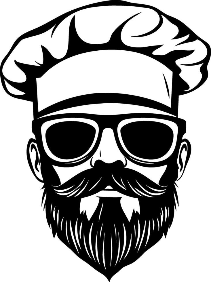 Bearded Chef in Sunglasses Bold Retro Illustration for Culinary Themed Designs vector