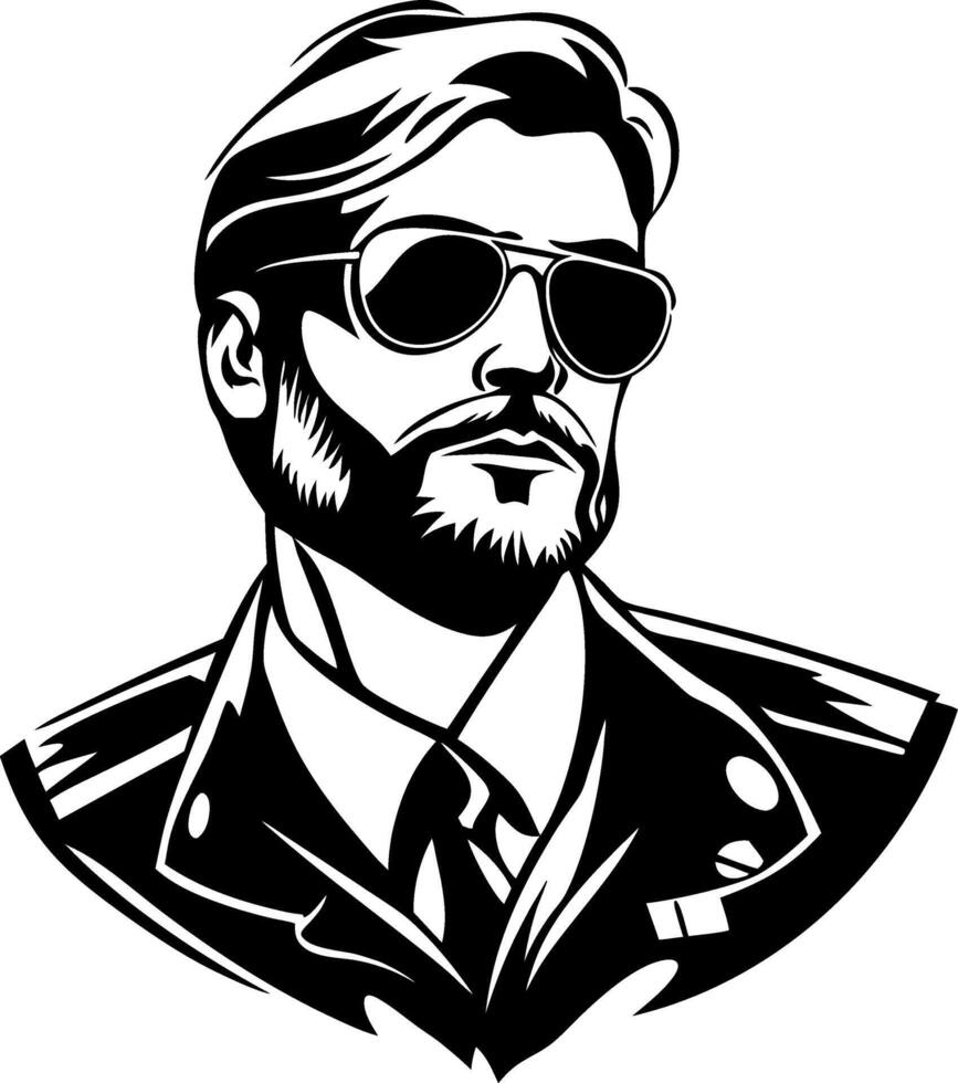 Stylish Bearded Man in Sunglasses with Leather Jacket Illustration for Fashion Design vector