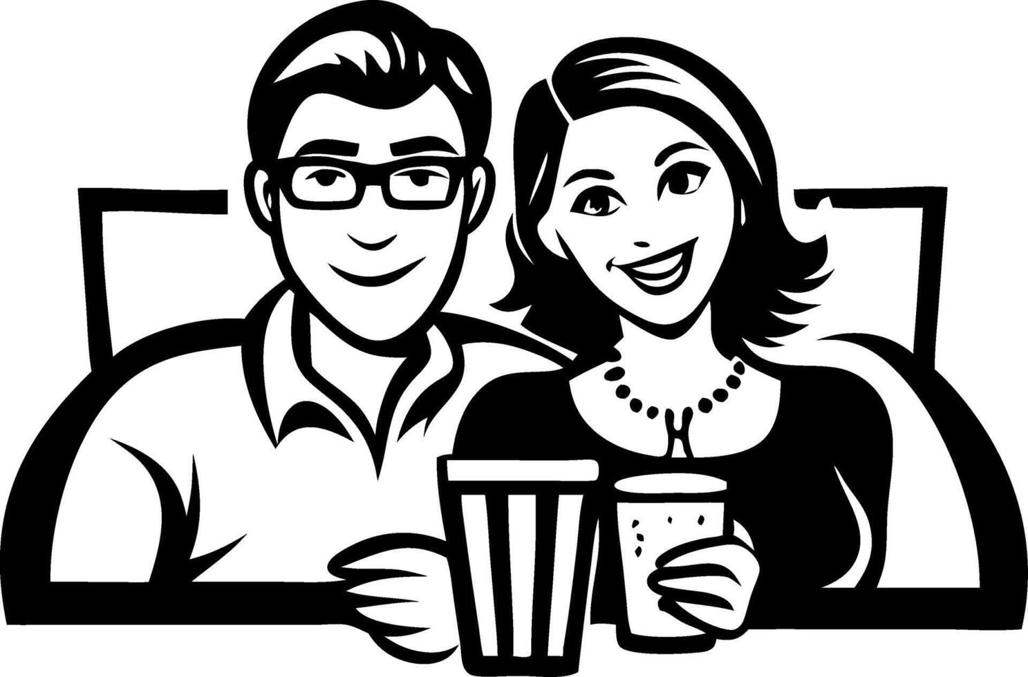 Couple Enjoying Movie Night with Snacks in Comfortably Cozy Atmosphere vector