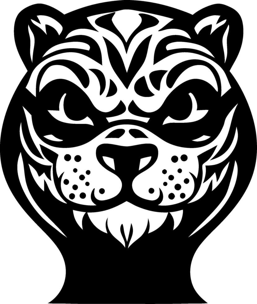 Intricate Black Tiger Head Design Perfect for Tattoo and Coloring Book Inspiration vector