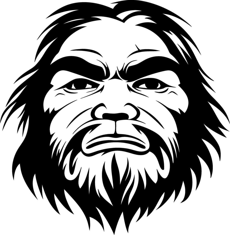 Angry Sasquatch Face Art for Unique Tattoo Designs and Creative Illustrations vector