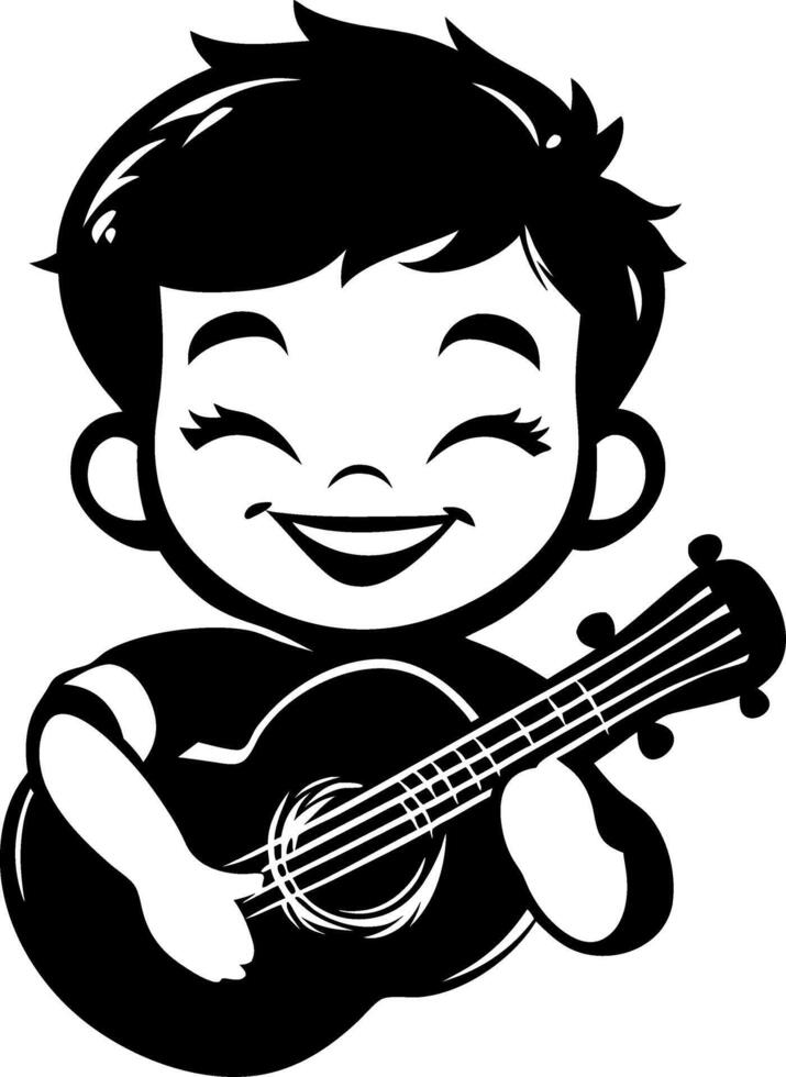 Happy Child Playing Guitar Cute Cartoon Character Illustration for Kids Art Projects vector