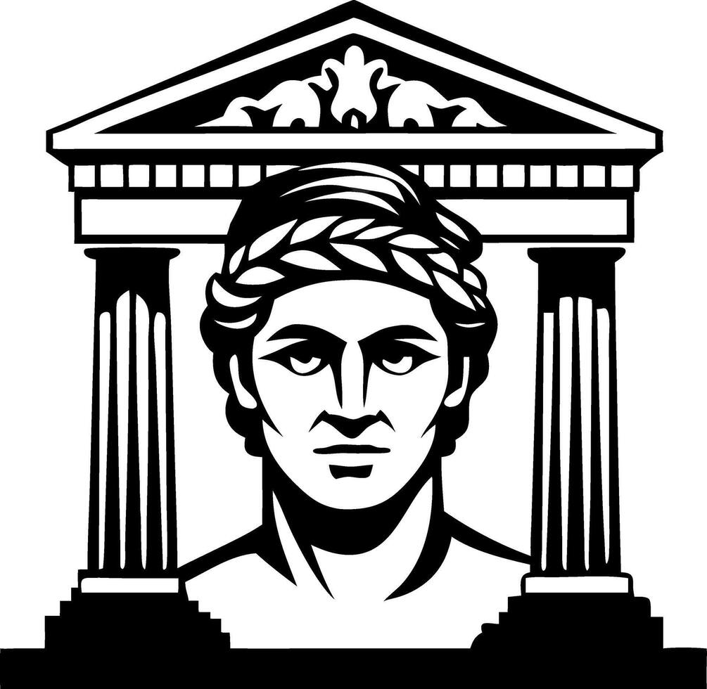 Ancient Greek Bust and Temple Columns Art for Educational and Decorative Use vector