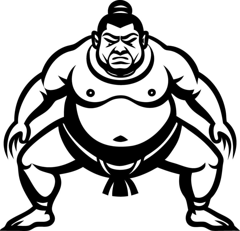Dynamic Sumo Wrestler Illustration Perfect for Tattoo Design and Mascot Graphics vector