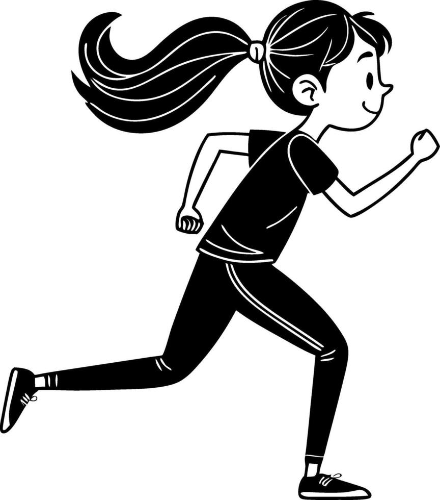 Energetic Girl Running Illustration for Fitness Themes and Childrens Projects vector