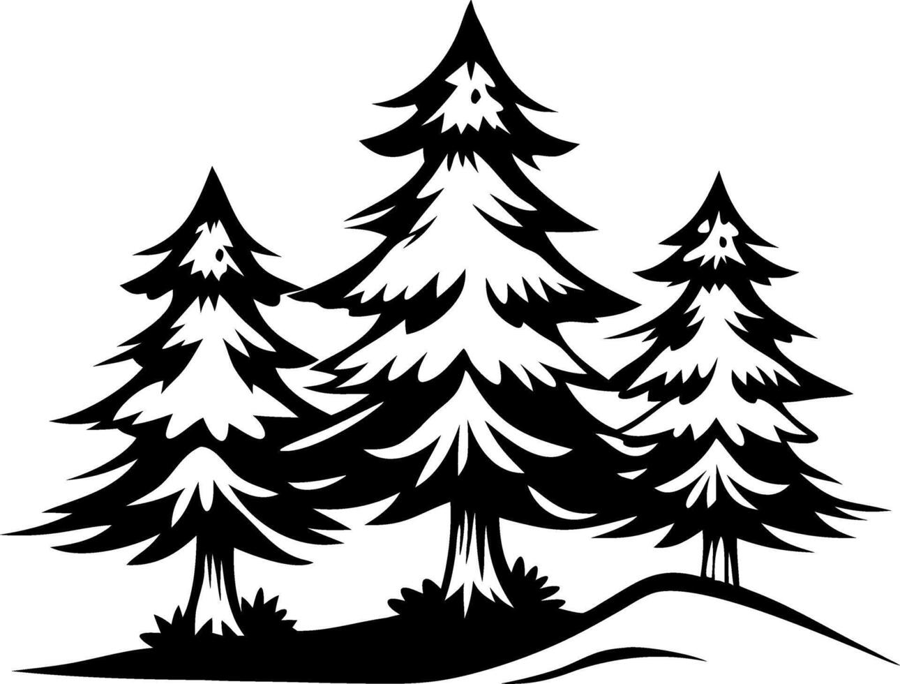 Majestic Black Silhouette of Pine Trees on a Hill for Nature Themed Designs vector