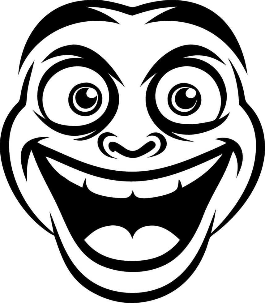 Cartoon Monster Face with Wide Grinning Smile and Large Eyes for Halloween Decorations vector
