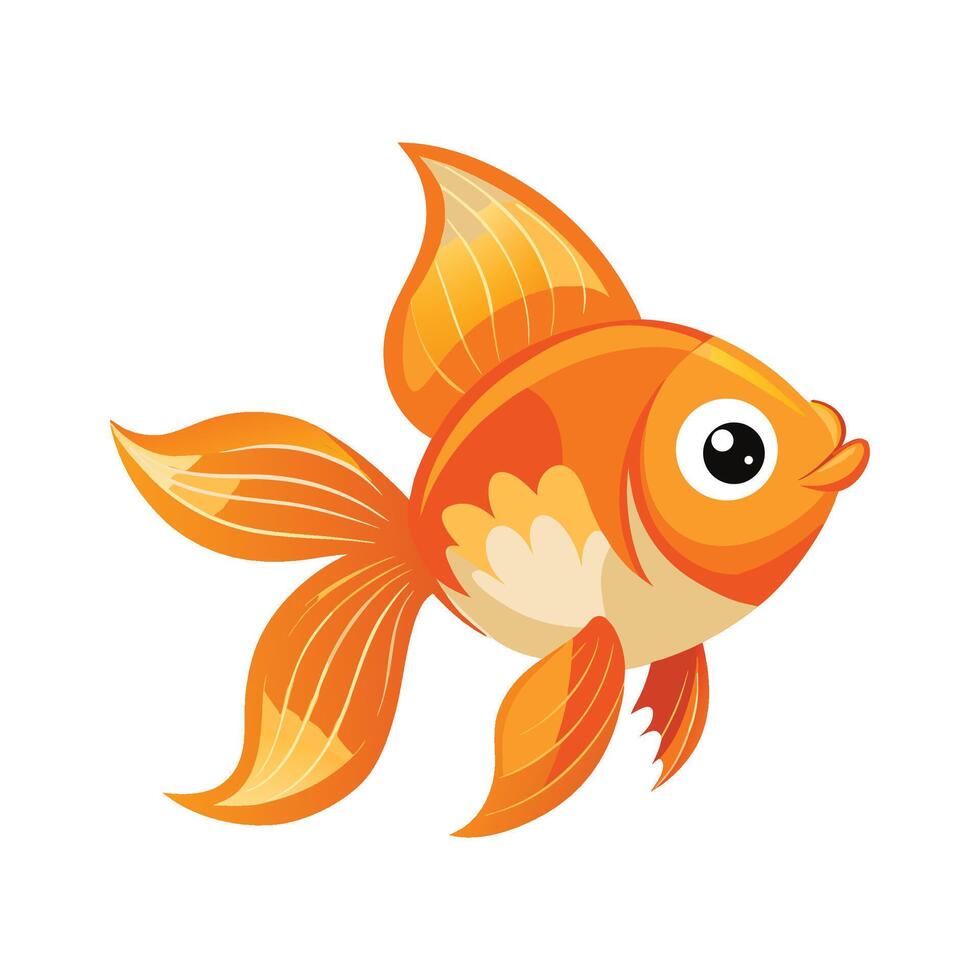 Goldie Fish on White Background Illustration vector