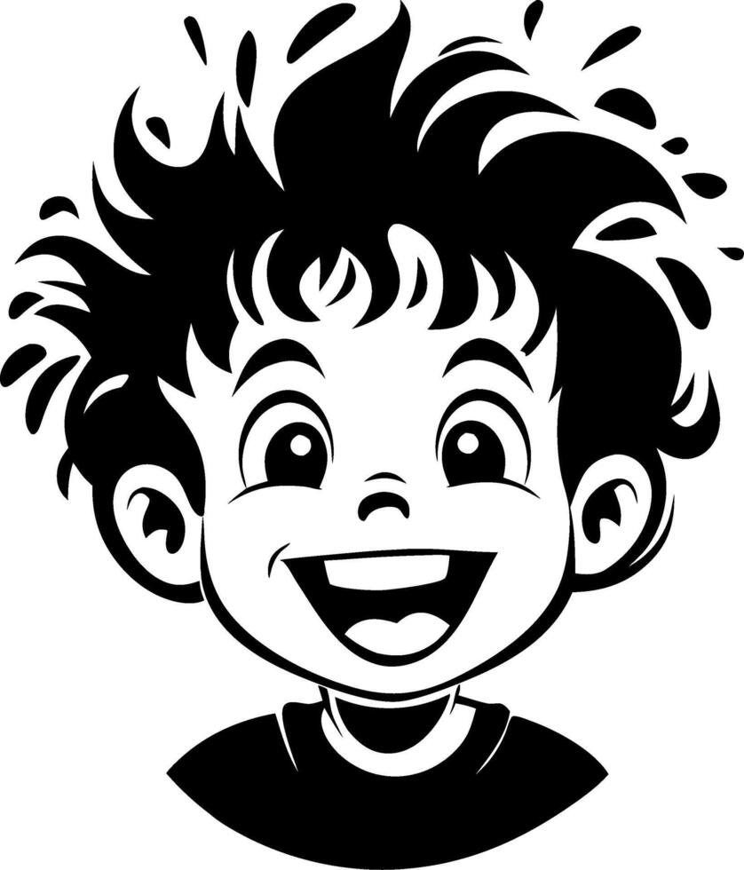 Cheerful Cartoon Boy with Spiky Hair Smiling Perfect for Childrens Design Projects vector