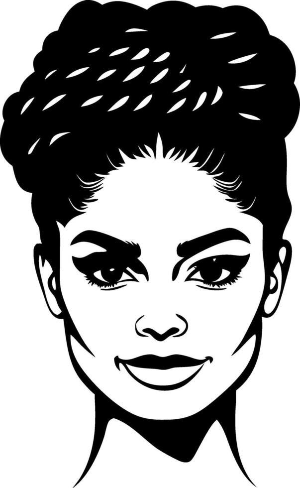 Stylish Woman with Braided Hair Portrait Ideal for Tattoo and Coloring Book Designs vector