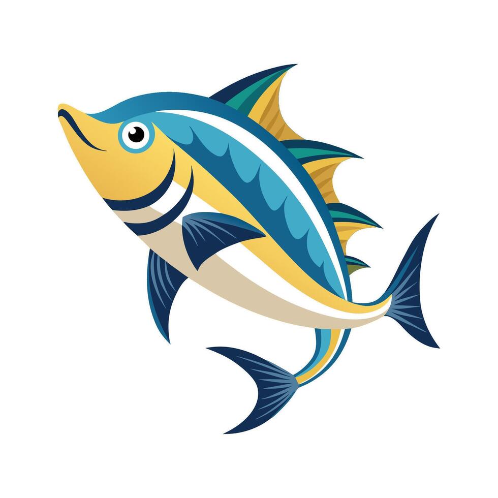 High Tide Fish on White Background Illustration vector