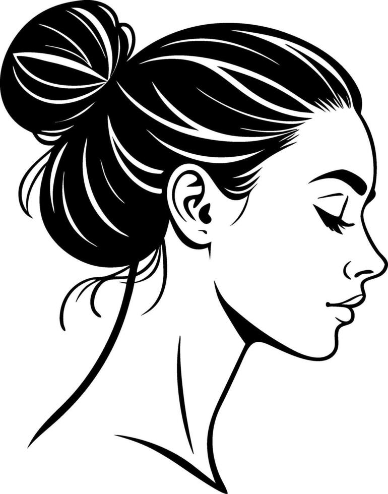 Elegant Profile Silhouette of a Woman with Hair Bun for Fashion and Creative Projects vector