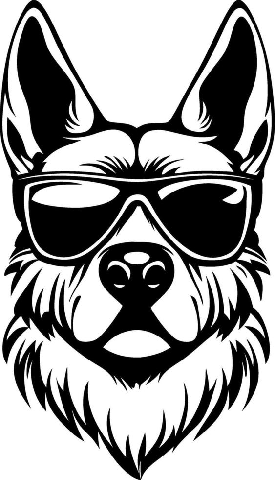 Cool Sunglasses Dog Head Illustration Perfect for Apparel and Tattoo Designs vector