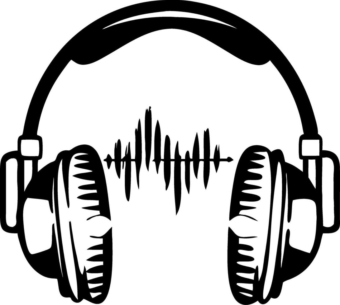 Stylish Headphones with Soundwave Design for Music Lovers and Audio Enthusiasts vector