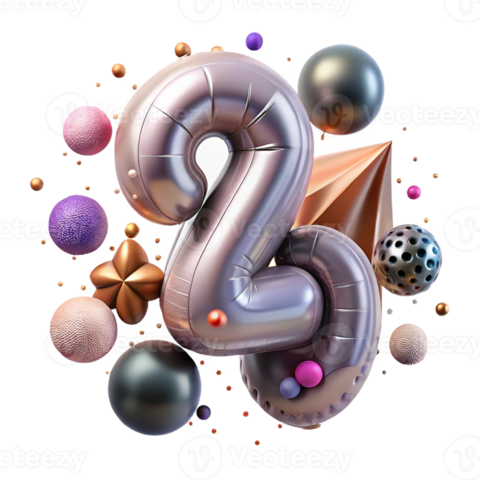 magnificent abstract Number Balloons Isolated for Milestone Anniversaries exclusive png