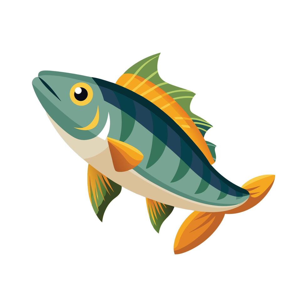 Unique Lake Fish Variation on White Background vector