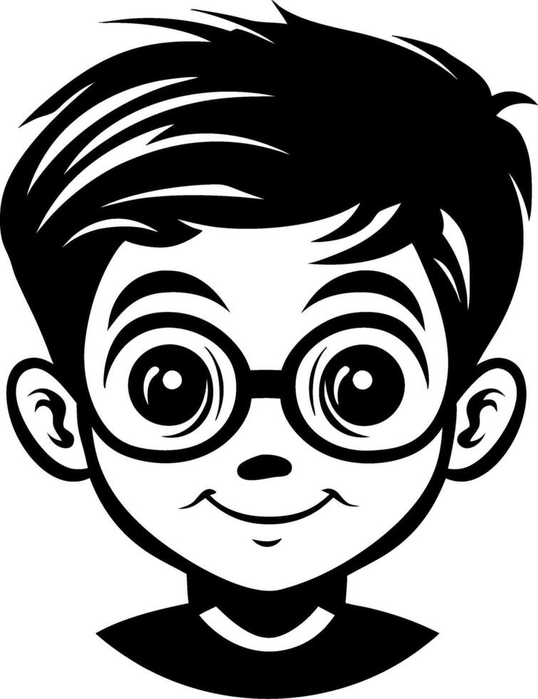 Cheerful Cartoon Boy with Glasses Expressing Curiosity and Playfulness for Illustrations vector