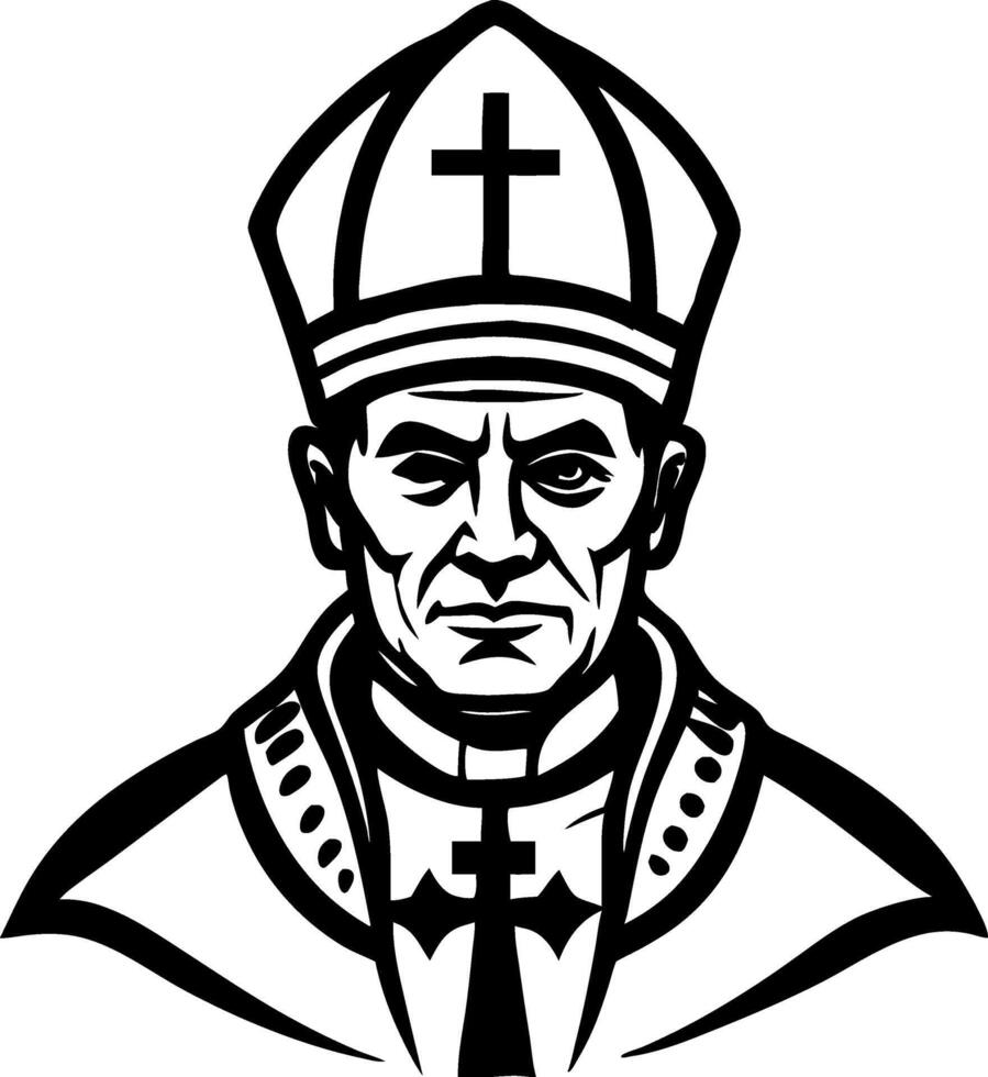 Papal Portrait Black and White Design for Religious Art and Tattoo Inspiration vector