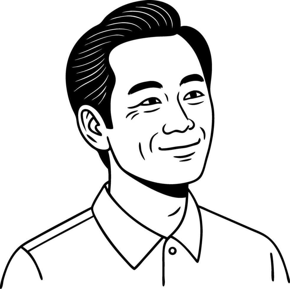 Smiling Man Portrait in Simple Line Art Style for Graphic Design and Illustration Projects vector
