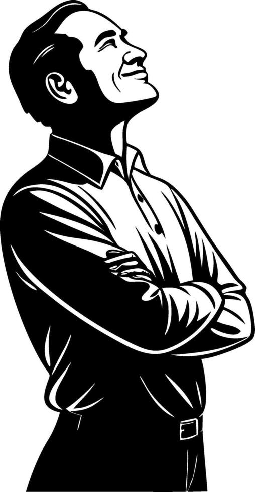 Confident Man with Arms Crossed Smiling in Business Attire Illustration vector