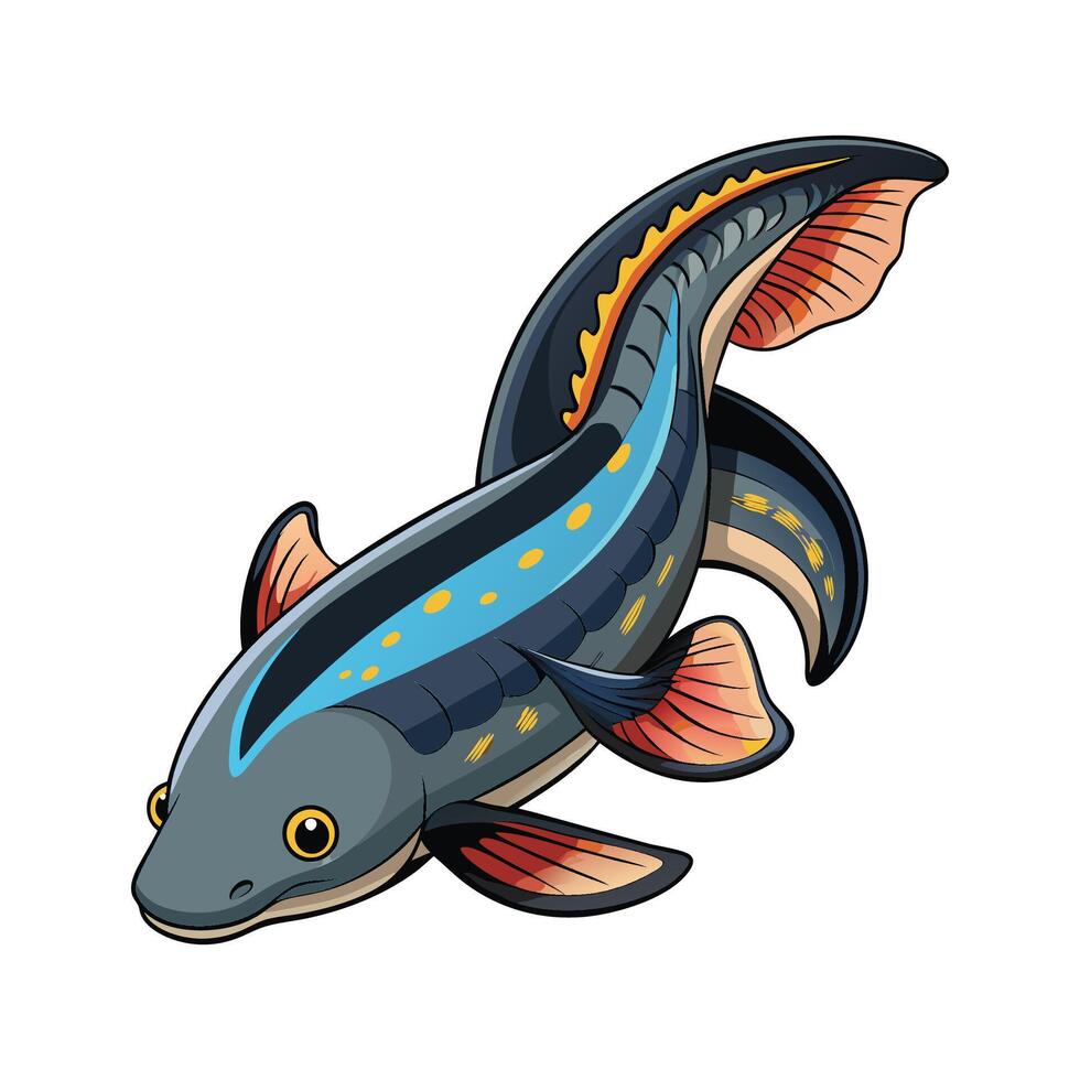 General South American Lungfish on White Background vector